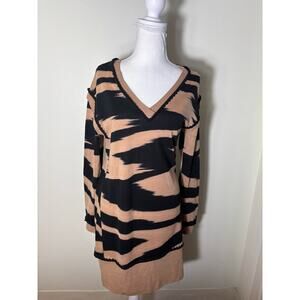 Missoni Black/Tan V NEck Pullover Sweater Dress Sz 40